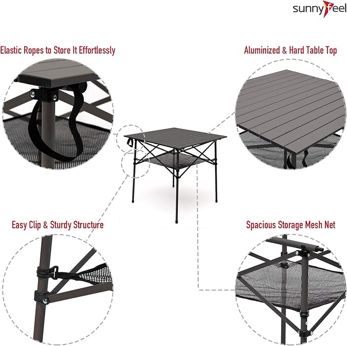SUNNYFEEL Outdoor Folding Table | Lightweight Compact Aluminum Camping Table - Image 6