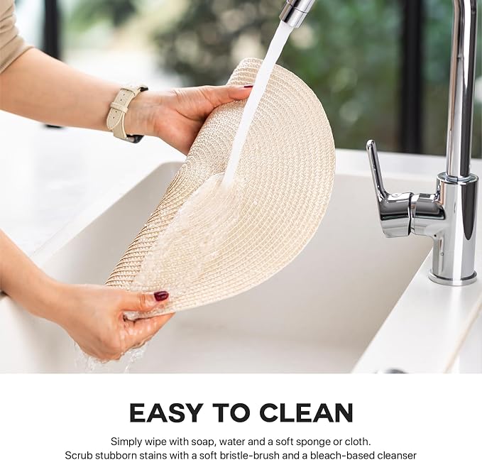 Round Placemats Set of 12 Plastic Woven Placemats Washable Wipeable Table Mats - Image 4