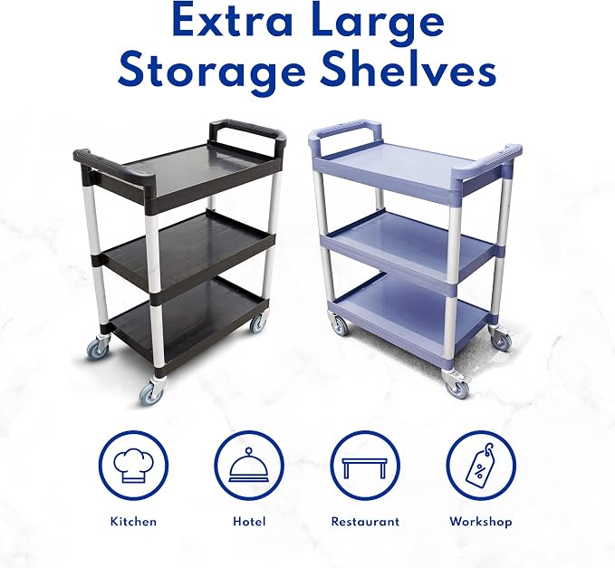 New Star Foodservice 54552 350-Pound Plastic 3-Tier Utility Bus Cart - Image 9