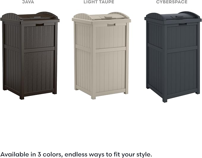 Suncast 33 Gallon Durable Plastic Hideaway Outdoor Garbage Can - Image 6