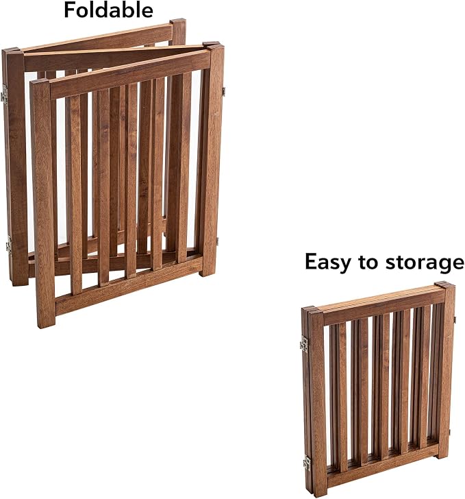 LZRS 3-Panel Wooden Free Standing Foldable Dog Gate Indoor – 24" High, - Image 4