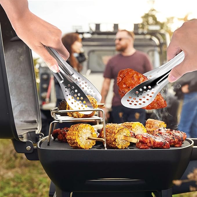 Tongs 8-Pack, 9-Inch Stainless Steel Silver Buffet Tongs