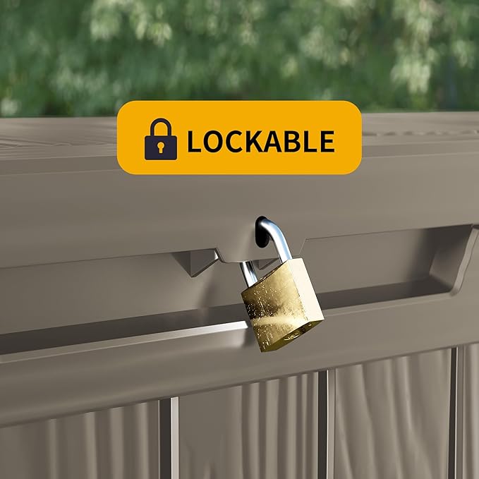 180 Gallon Outdoor Storage Box Waterproof Lockable Resin Deck Box Large - Image 5