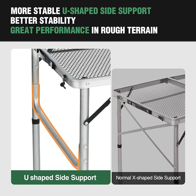 RedSwing Portable Grill Table for Outside, Aluminum Folding Grill Stand Table - Image 5