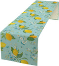 Farmhouse Lemon Fruit Table Runner, Nature Aesthetic Blue Flowers Plant by Unknown