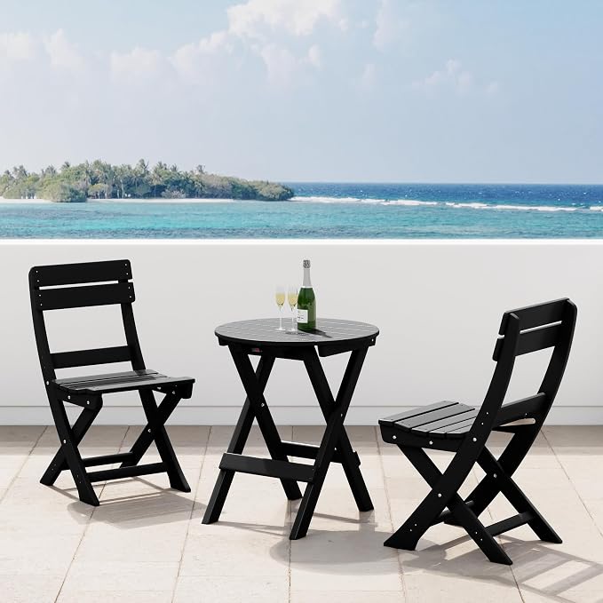 Costaelm Paradise 3-Piece Outdoor HDPE Folding Patio Bistro Table and Chairs by Costaelm