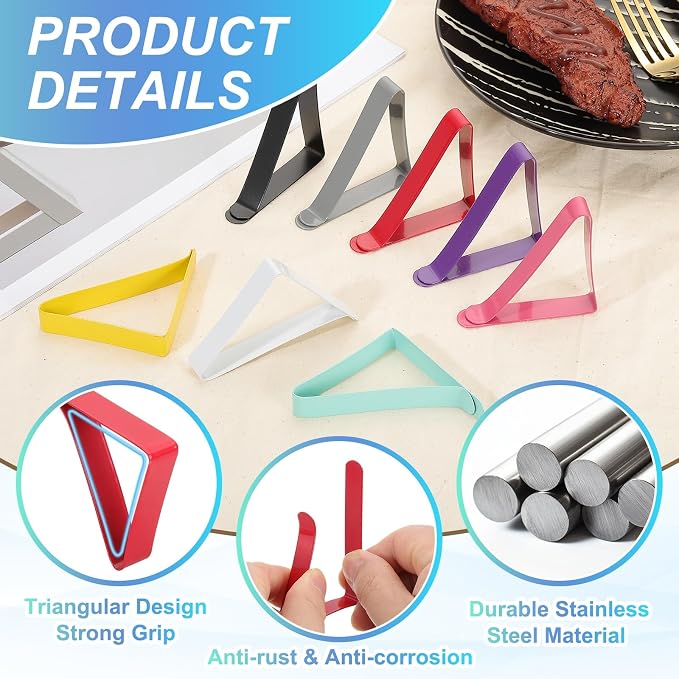 uxcell 8 Pack Tablecloth Clips, Stainless Steel Table Cloth Cover Clamps - Image 3