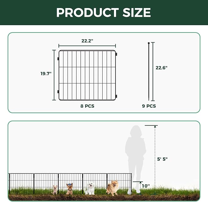 FXW Decorative Garden Fence for Yard - 20in x 14.8ft 8 Panels - Metal Fencing - Image 3