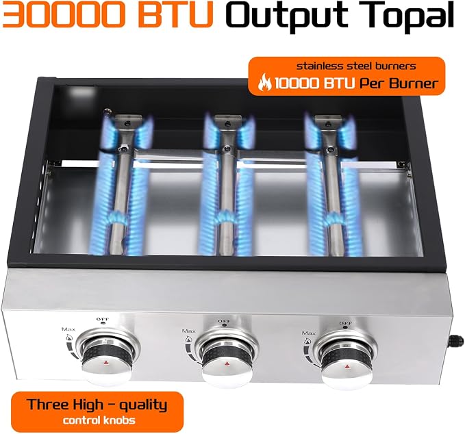 3-Burner Portable Tabletop Gas Griddle Grill - Image 5