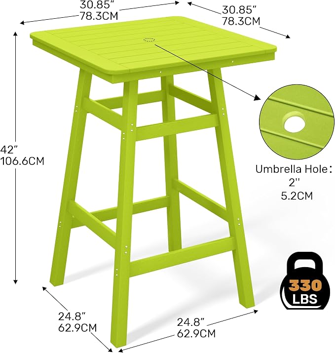 Costaelm Outdoor Bar Table, Patio Bistro Dining Pub Table - Image 3