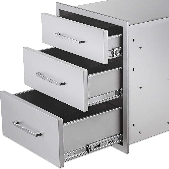 Outdoor Kitchen Drawers Stainless Steel 3-Drawer BBQ Drawer 18" W x 21" H x 23" - Image 6