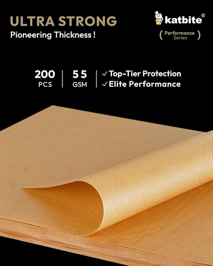 Katbite 200 Pcs Parchment Paper Sheets, 12x16IN Ultra-strong Unbleached Baking - Image 2