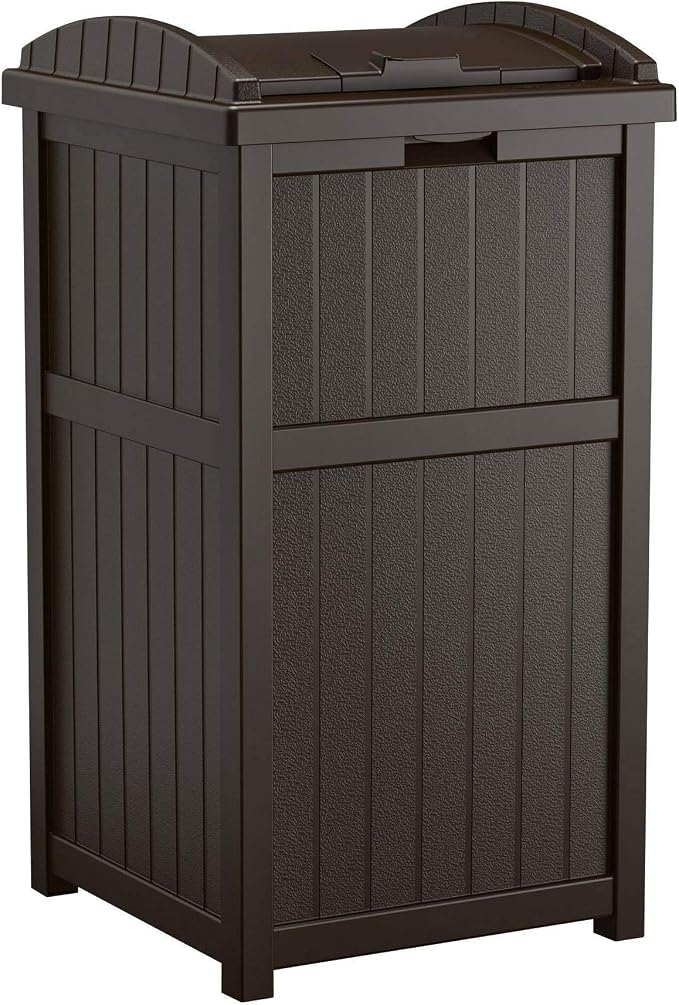 Suncast Trash Hideaway Durable Plastic Outdoor Garbage Waste Trash Can by Suncast