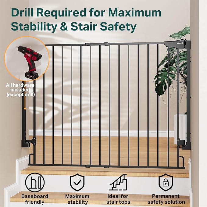 Cumbor 34" Extra Tall No Bottom Bar Baby Gate - Image 9