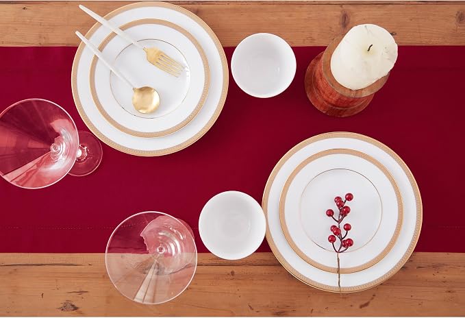 Solino Home Cotton Linen Red Table Runner 90 Inches Long - Image 3