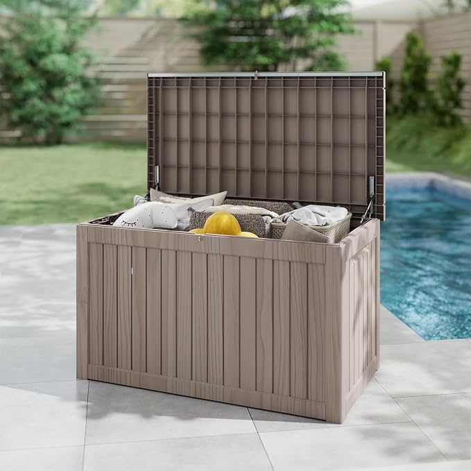 270 Gallon Outdoor Storage Box Waterproof, Resin Deck Boxes - Image 7