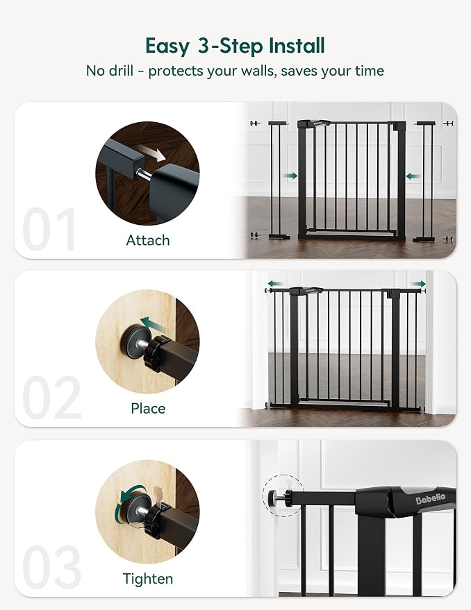 BABELIO 36" Tall Baby Gate, 29-48" Auto-Close & Pressure Mounted - Image 4