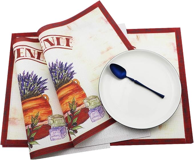 Gugrida Nature Place Mats Set of 6 Washable PVC Dining Table Placemats - Image 4