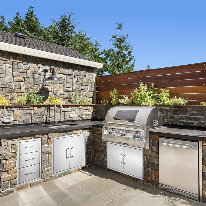 TIANAI Outdoor Kitchen Drawers Stainless Steel Triple Drawer - Image 2