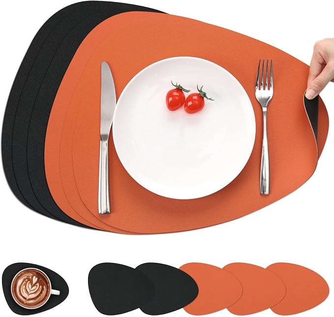Myir JUN Placemats, Dual-Sided Placemats Waterproof Faux Leather Placemats Set by MyirJUN