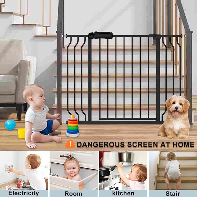 Walk Through Black Baby Gate 43.5-48 Inch Wide, Pressure Mounted Safety - Image 6