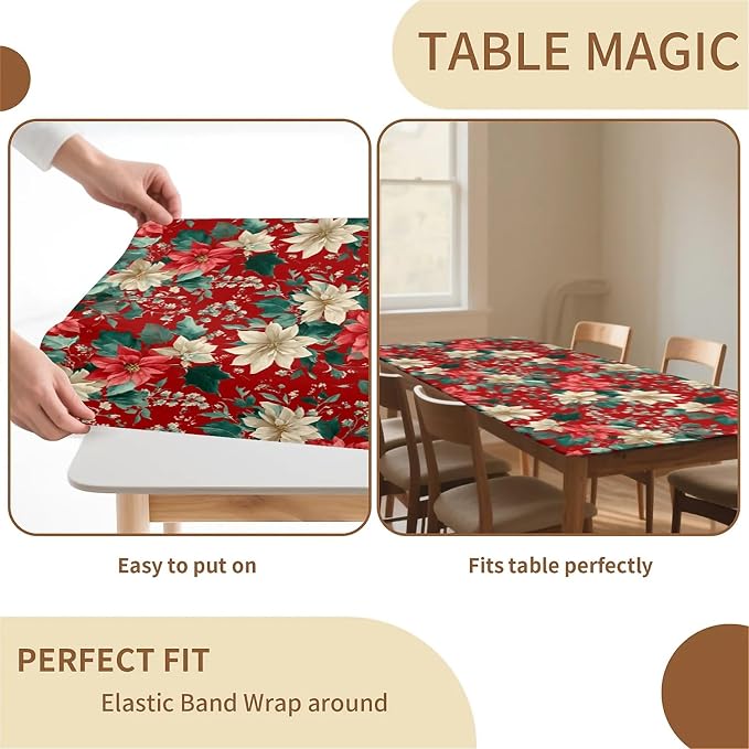 Rectangle Table Cloth Cover Waterproof Elastic Fitted Polyester Fitted - Image 6