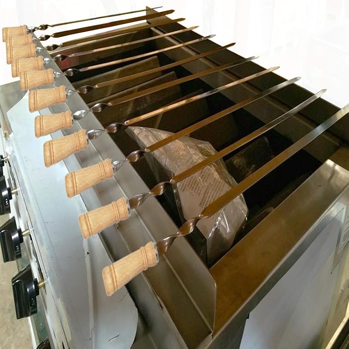 12 Pack Kabob Skewers BBQ Barbecue Skewers Stainless Steel Sticks 22 Inch Heavy - Image 8