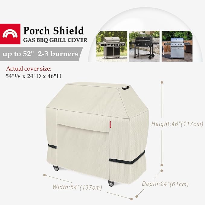 Porch Shield 54W x 24D x 46H inch Premium Gas Grill Cover Up to 52 inch - Image 2