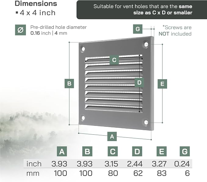 Vent Systems 4'' x 4'' Inch Pack of 5 - Image 2