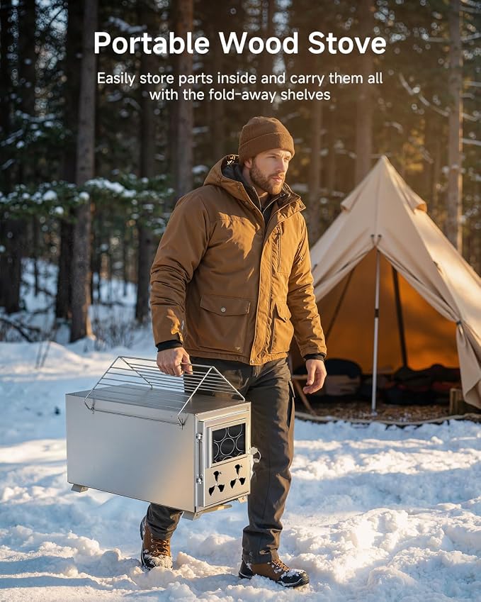 Hot Tent Wood Stove, Portable Camping Wood Burning Stove - Image 4