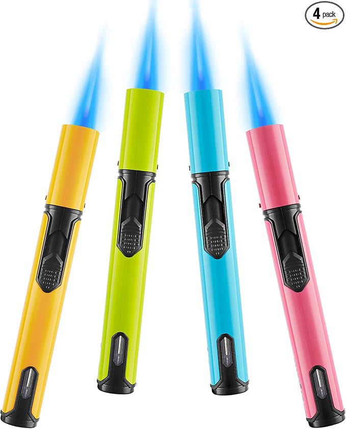 Urgrette 4 Pack Spring Colors Torch Lighter, 6-inch Refillable Pen Lighters Jet by Urgrette