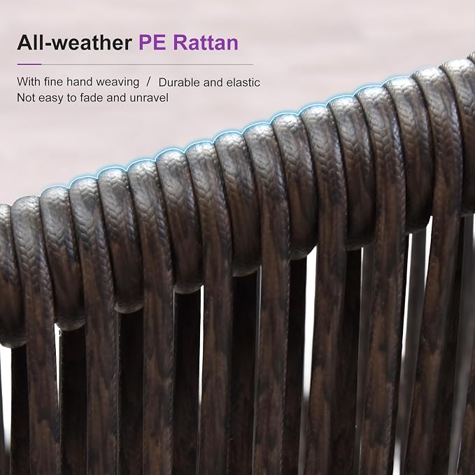 PURPLE LEAF 5 Pieces Outdoor Round Dining Set Patio Oversize Table and Chairs - Image 4