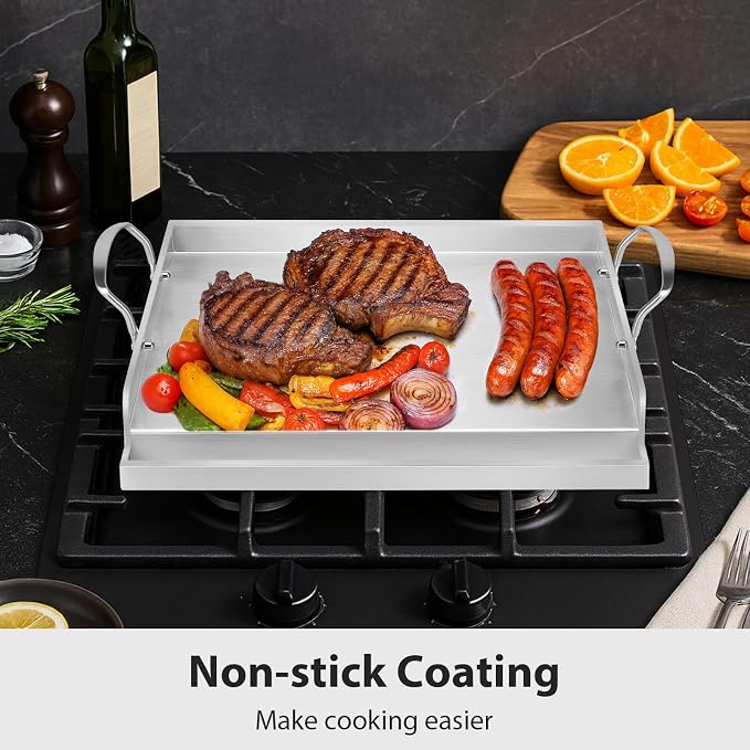 Utheer 17" x 13" Ceramic Nonstick Stainless Steel Griddle - Image 8