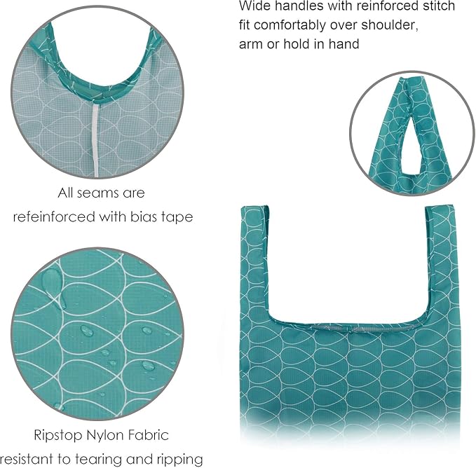 BeeGreen Geometry Reusable Grocery Bags Bulk 6 Packs X-Large, Reusable Shopping - Image 3