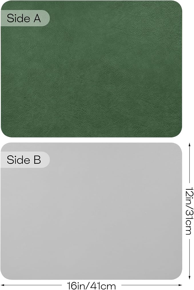 Faux Leather Placemats Set of 6 Table Mats Heat Resistant Reversible Place Mats - Image 2
