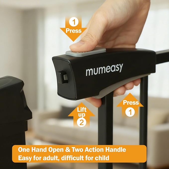 Mumeasy 29.6-46" Baby Gate for Stairs, Pressure Mounted Dog Gate for Doorways - Image 5
