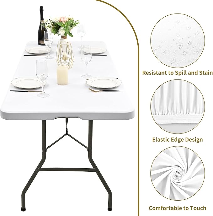 10 Pack Stretch Fabric Table Top Cap Cover, fits 6' Tables, Spandex Table - Image 3