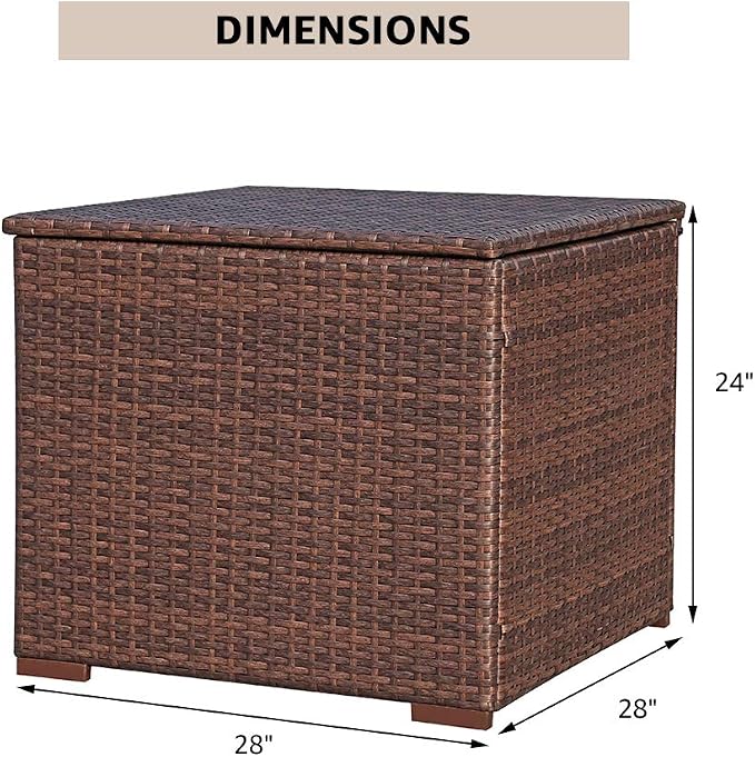 Super Patio Wicker Outdoor Patio Storage Box Waterproof, Rattan Storage Bin - Image 5