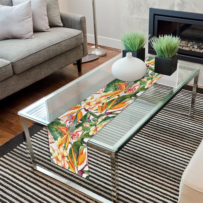 Tropical Exotic Flowers Bird Paradise Table Runner Kitchen Dining Table Runner - Image 7