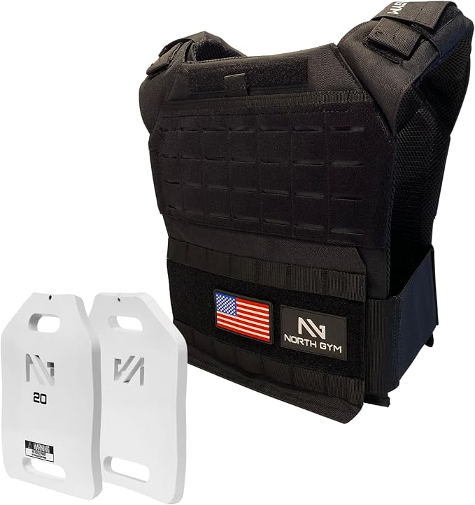 Northgym Adjustable Weighted Vest/Incl. 3D Weight Plates in 14lbs / 20lbs/ by NorthGym