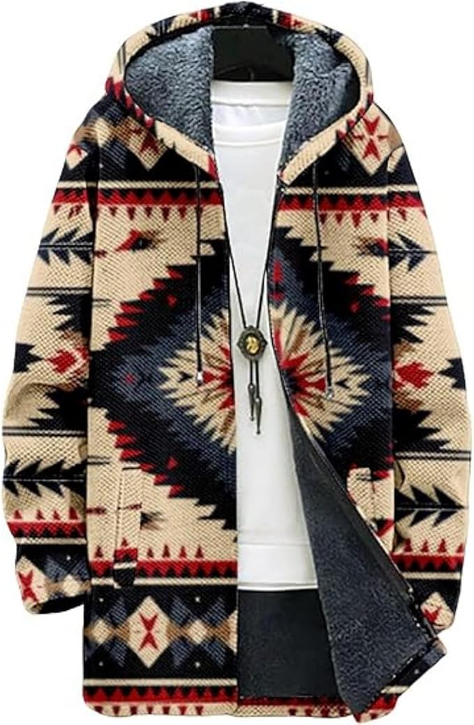 Men's Hooded Sweater Coat Knit Fleece Lined Long Cardigan Jacket by Unknown