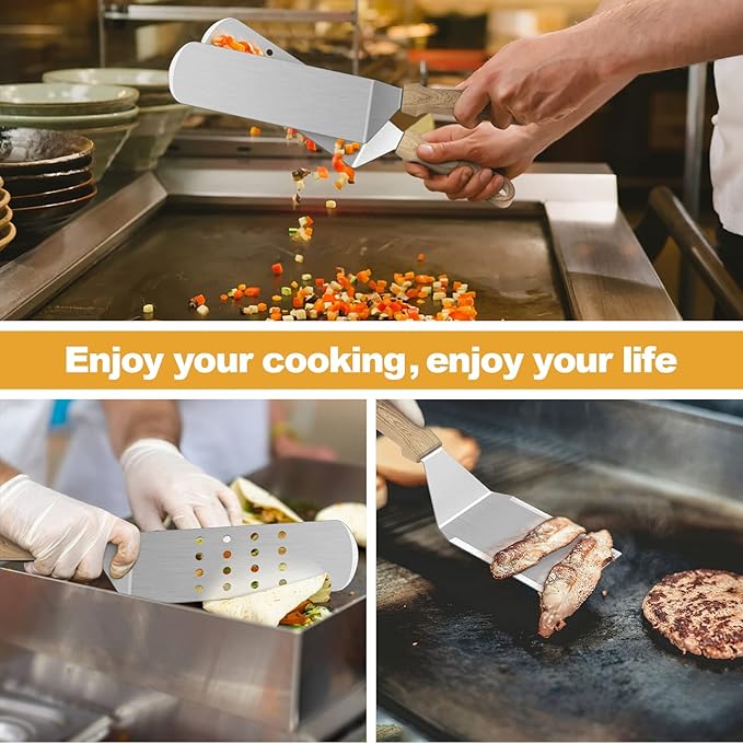 Barbecue Tool Set, 5 Piece Stainless Steel Griddle Spatulas with Hooks