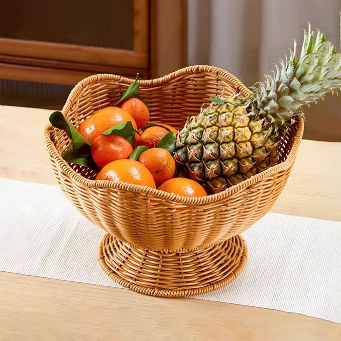 RT&BS Round Woven Fruit Basket for Counter, Christmas Food Bowl, Eco-Friendly - Image 6