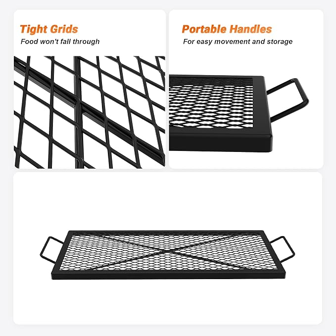 onlyfire Barbecue Rectangle X-Marks Fire Pit Cooking Grate, Heavy Duty Steel - Image 4
