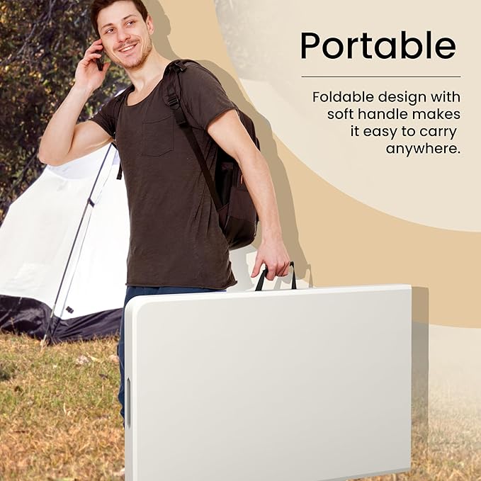 8 Feet Foldable Table with Built in Handle & Steel Legs | Heavy Duty Portable | - Image 6