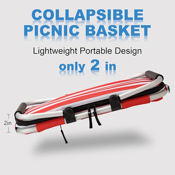 SIYUAN Picnic Basket with Handles 30L Leakproof Insulated Cooler Stripped - Image 3