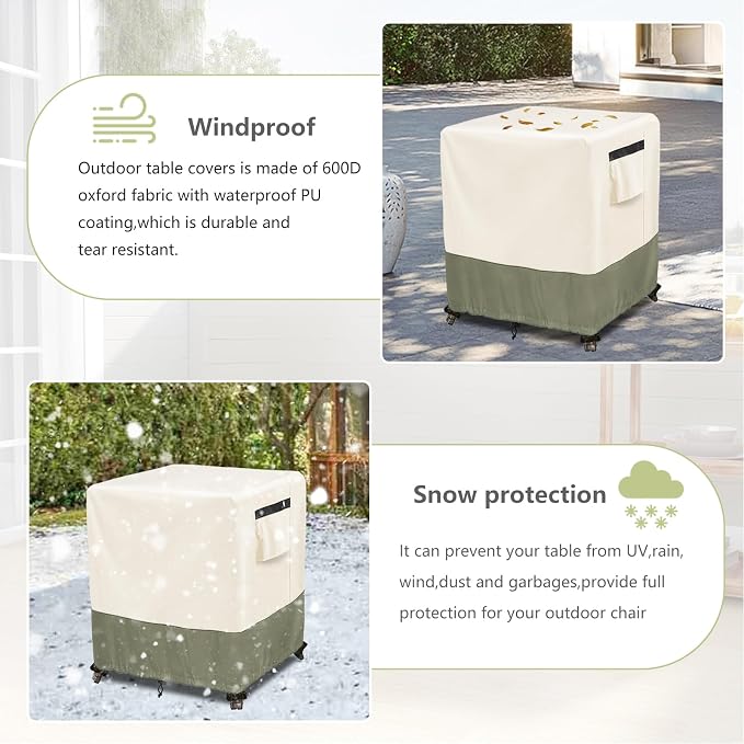 Outdoor Ottoman Cover 25 W x 25 D x 18 H inches, 600D Heavy Duty Waterproof - Image 7