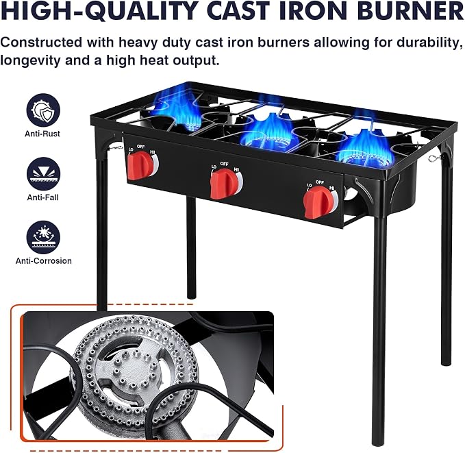 Llamaviva 3 Burner Gas Stove, Propane Outdoor Stove - Image 6