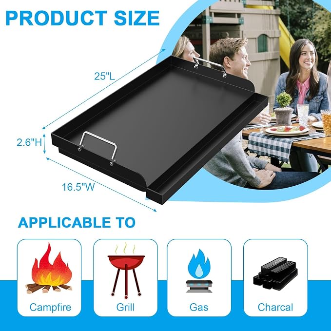 25" x 16.5" Nonstick Carbon Steel Griddle - Image 2