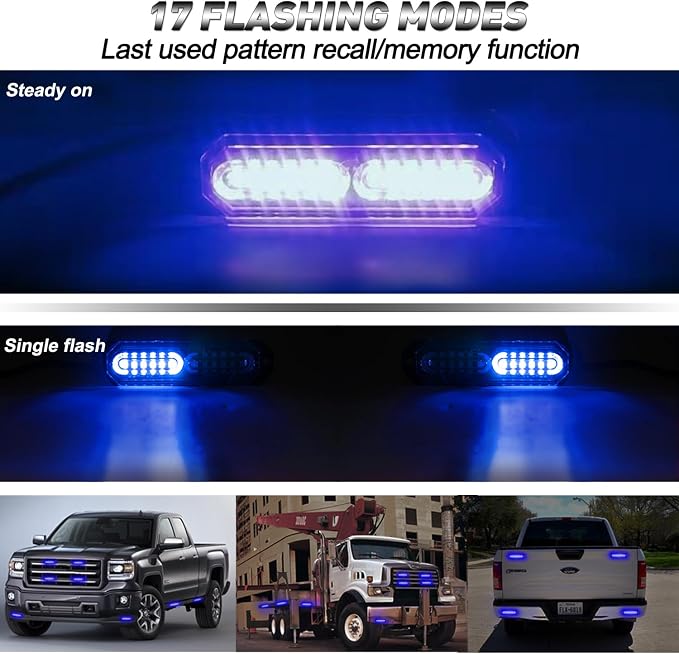 ASPL 8pcs Sync Feature Ultra Slim 12-LED Surface Mount Flashing Strobe Lights - Image 6